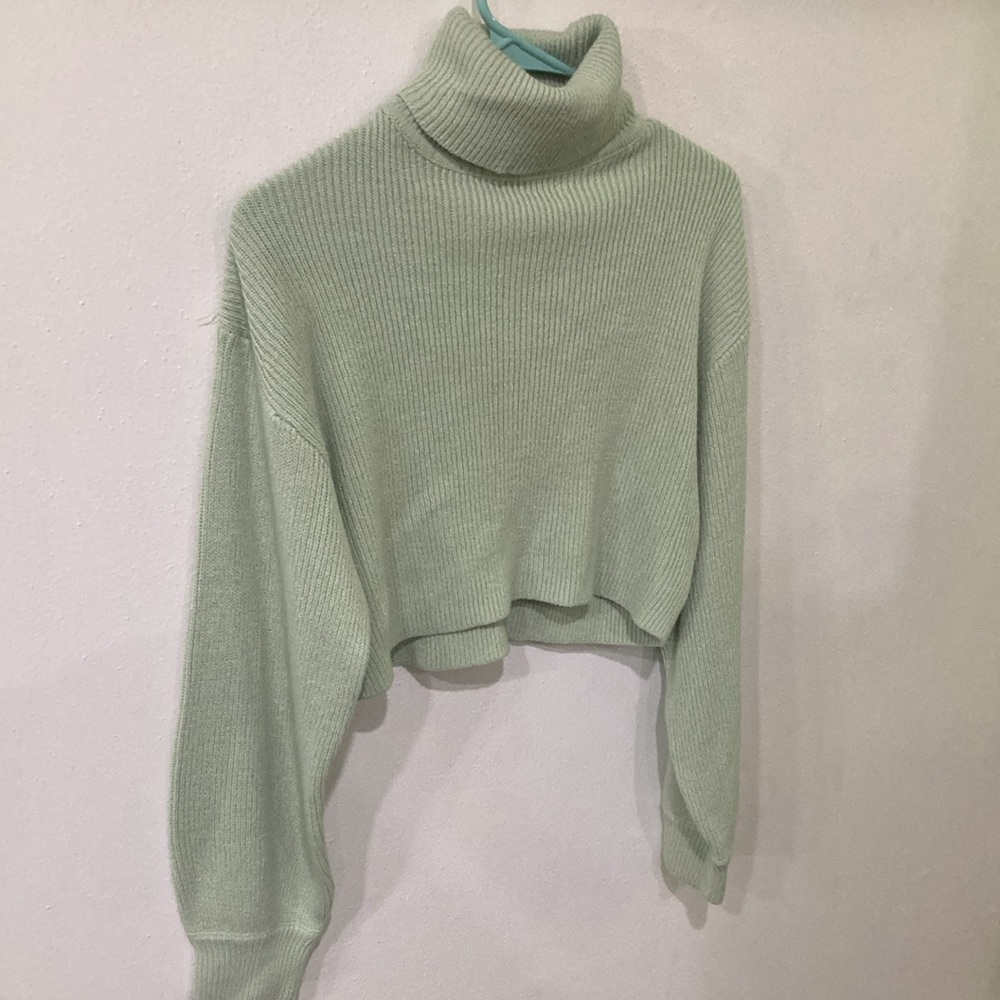 Mint green chunky crop sweater